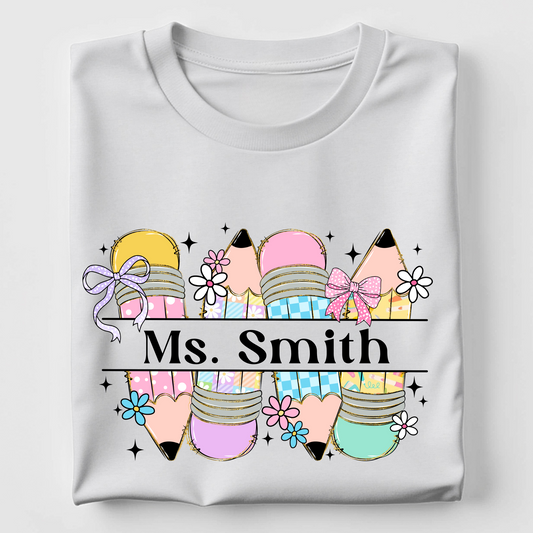 Custom Teacher Name Pencil Graphic