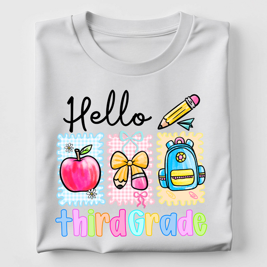 Hello Third Grade - Coquette Check