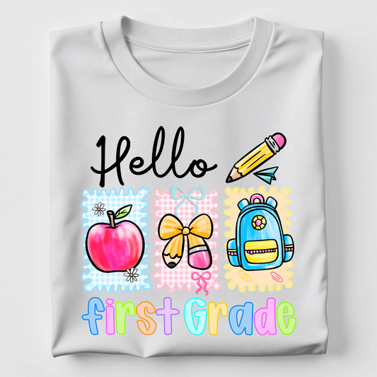 Hello First Grade - Coquette Check