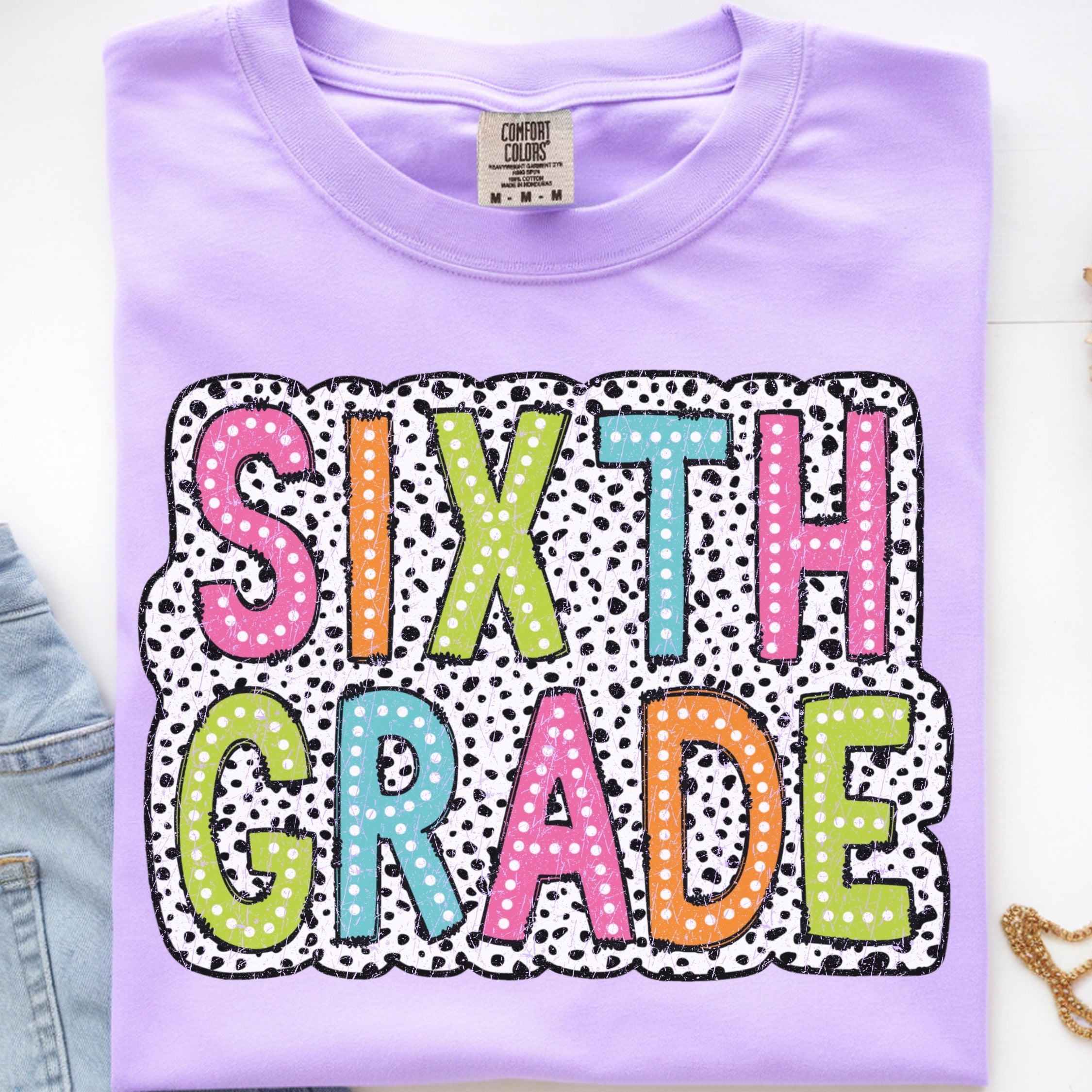 Colorful Dots Distressed - Sixth Grade