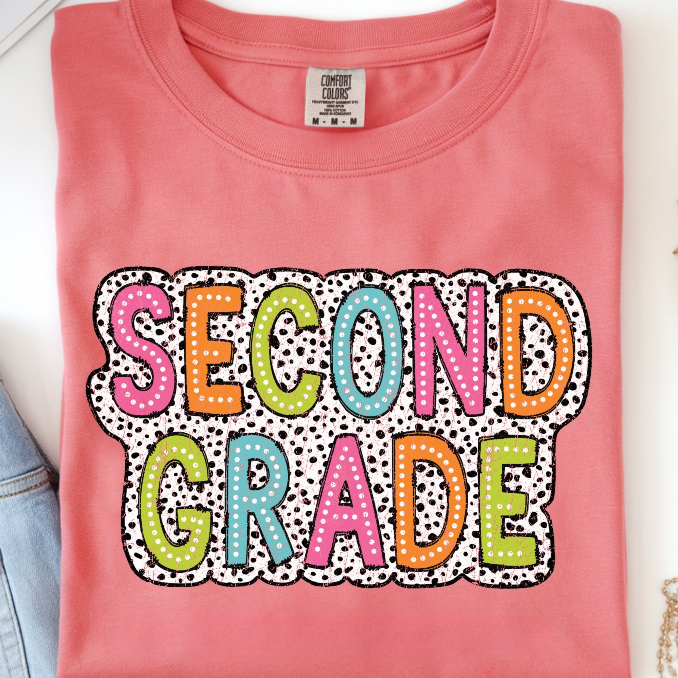 Colorful Dots Distressed - Second Grade