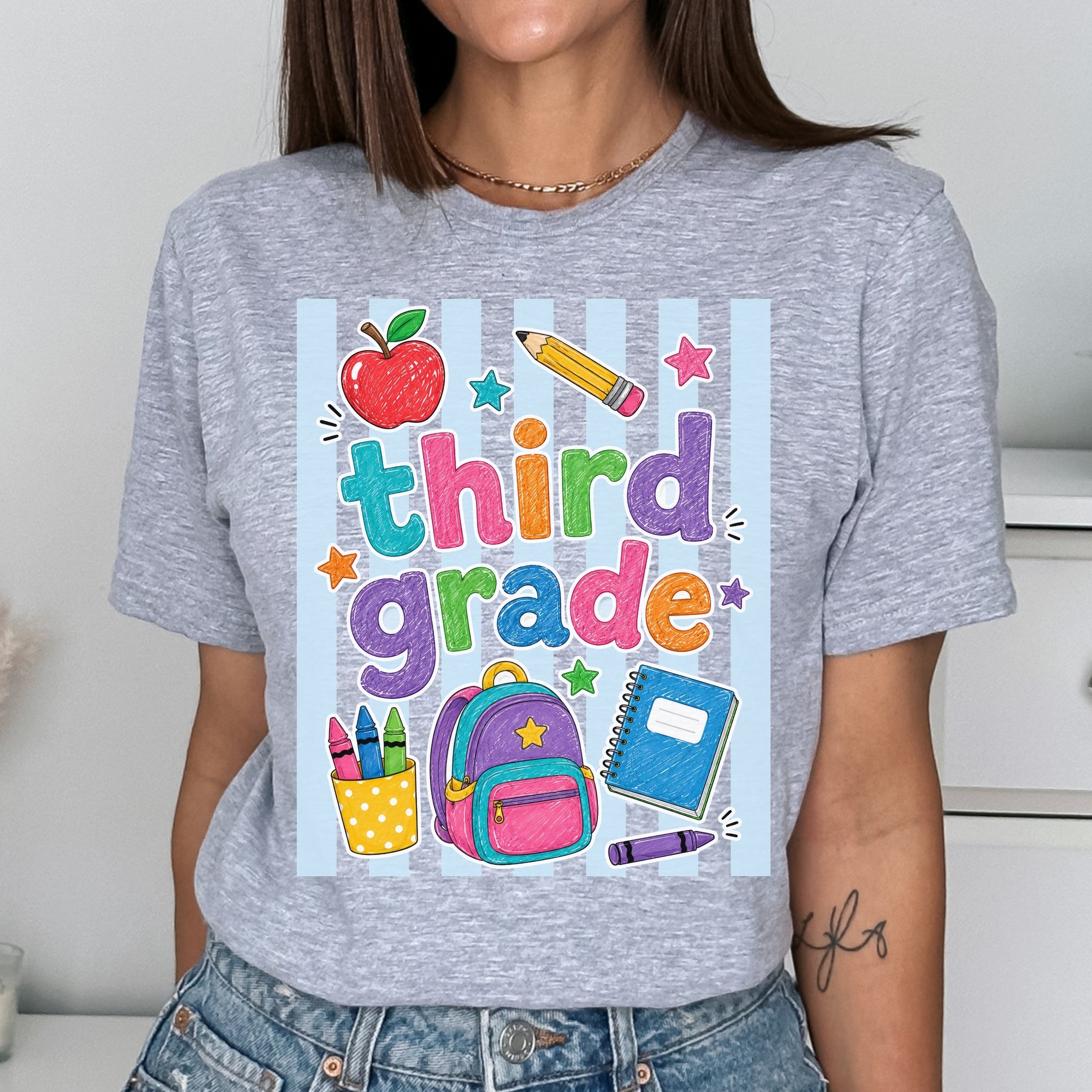 Back to School Preppy Stripes - Third Grade