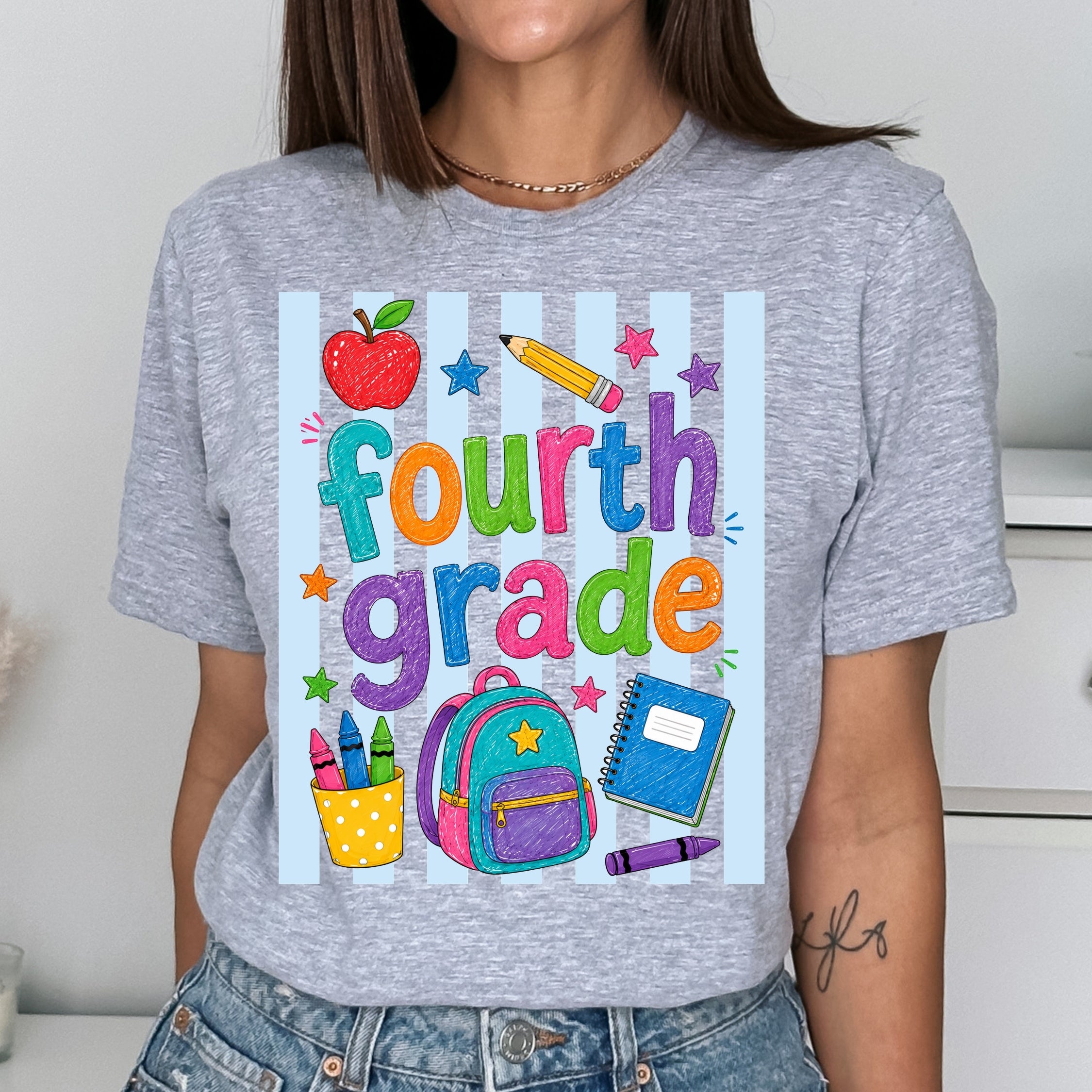 Back to School Preppy Stripes - Fourth Grade