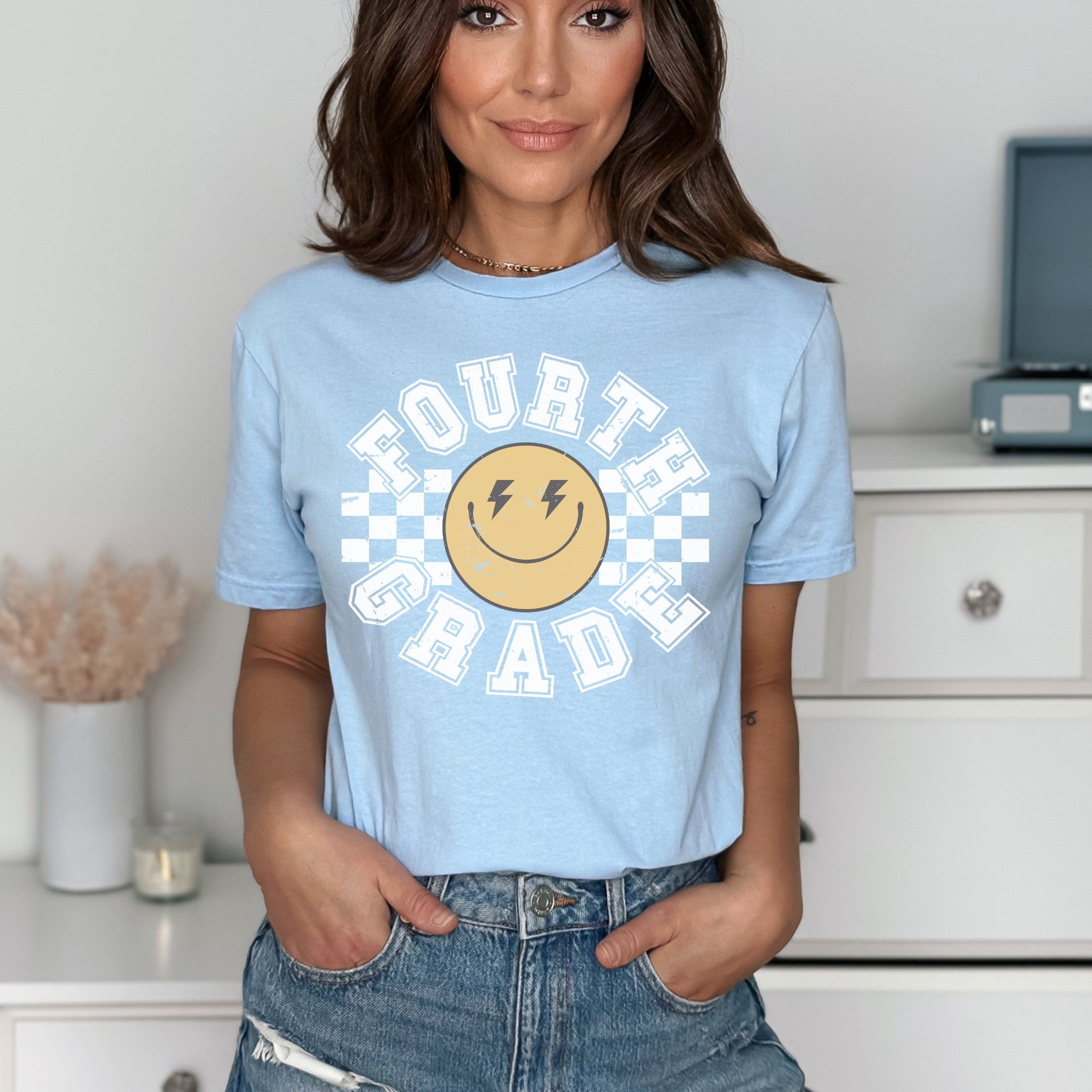 Lightening Smiley White Font - Fourth Grade