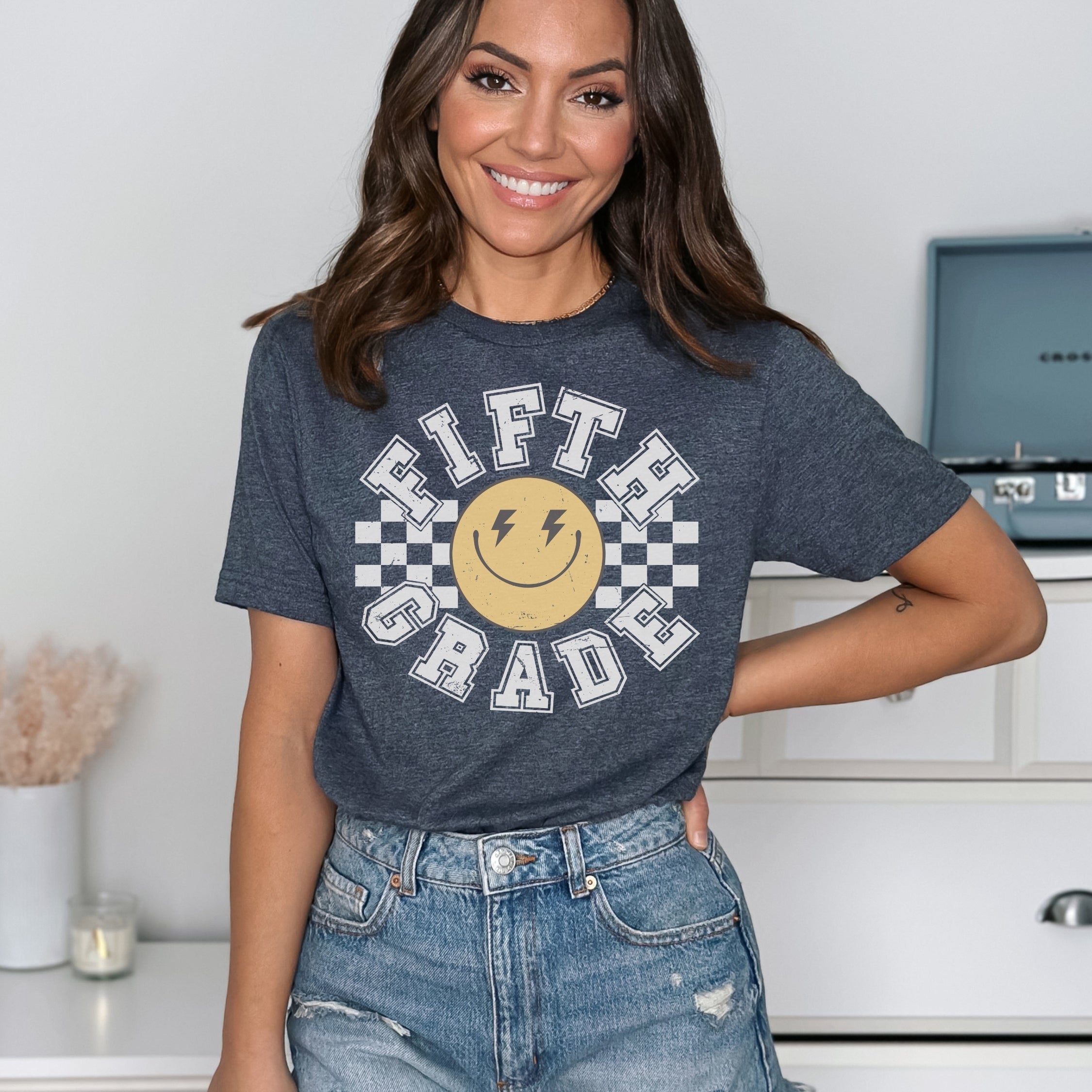 Lightening Smiley White Font - Fifth Grade
