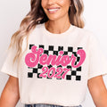 Senior 2027 - Pink and Black Check Distressed