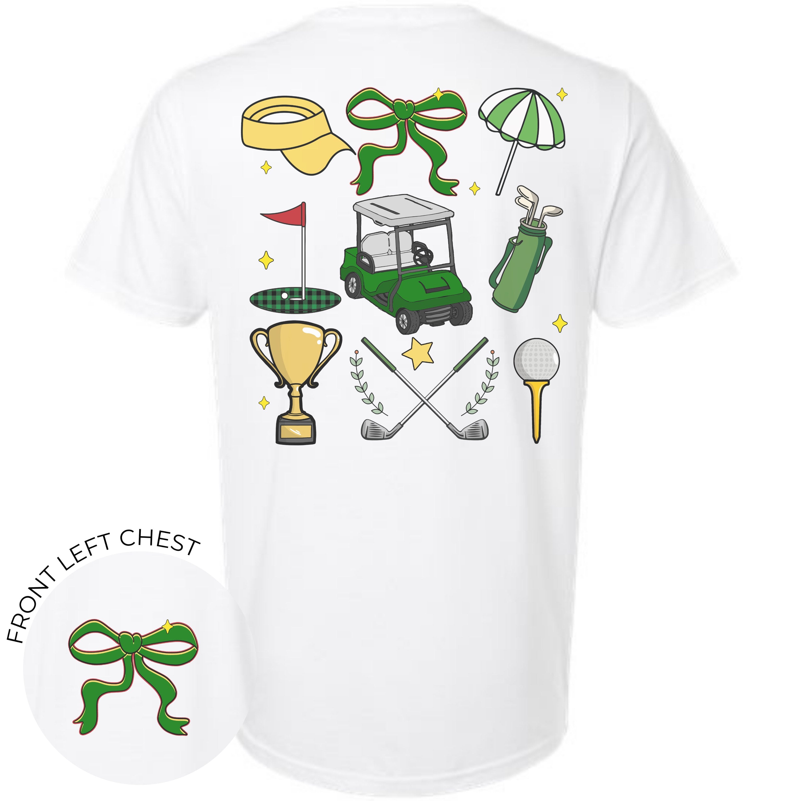Green Coquette Golf Theme with Bow Front - Front & Back Combo