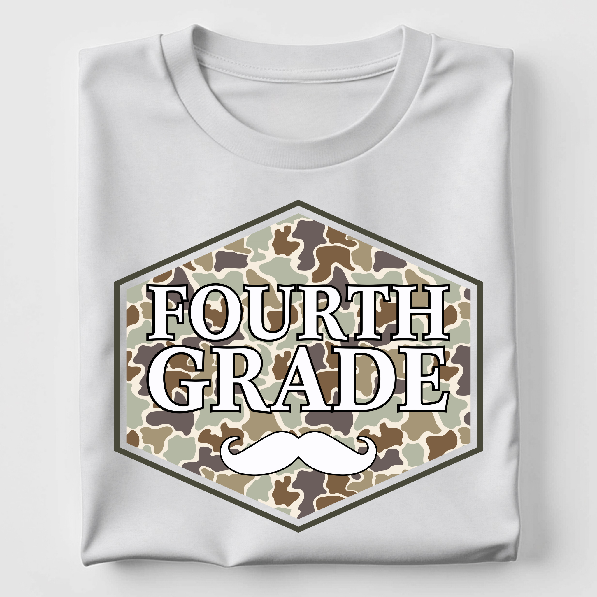 Fourth Grade - Camo Mustache