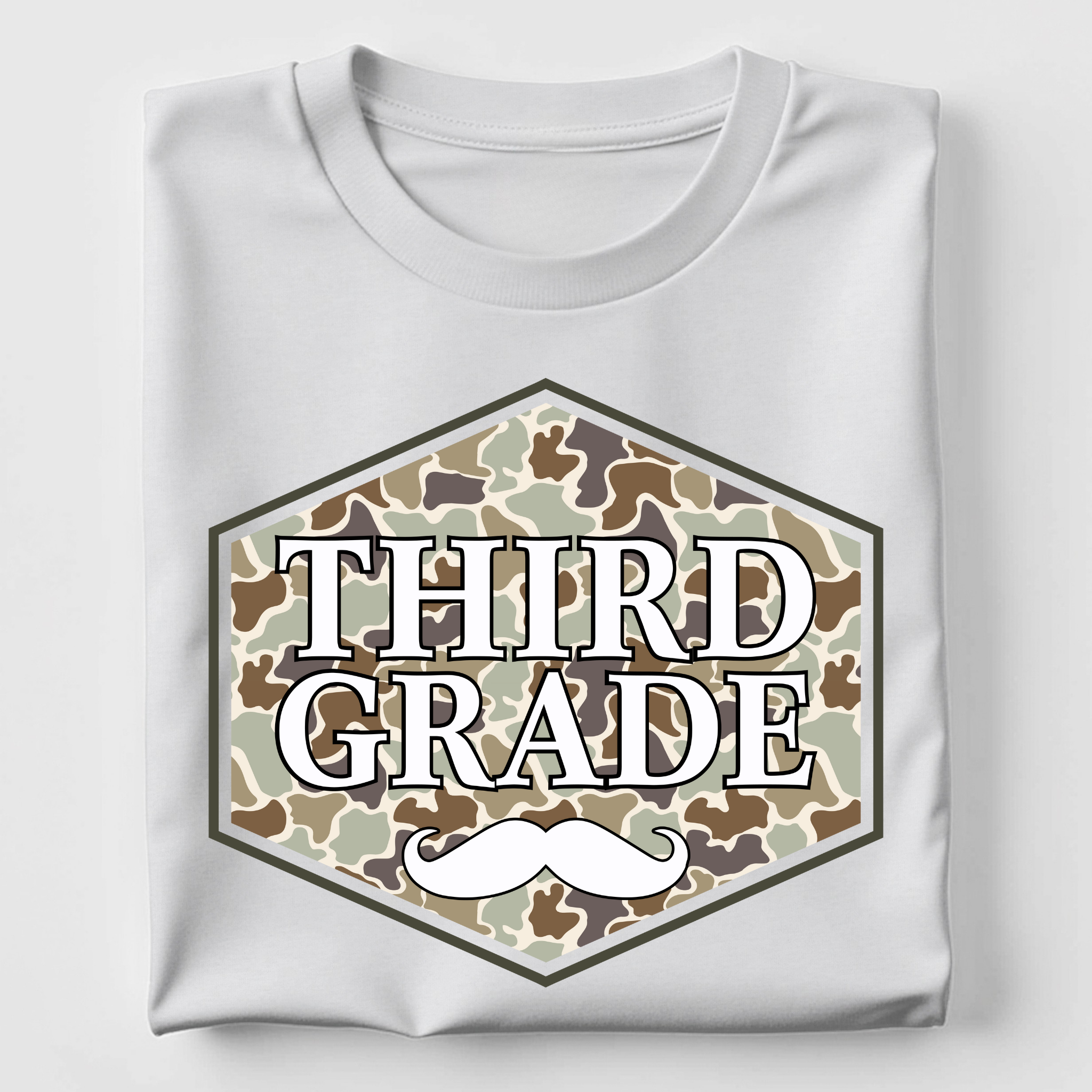 Third Grade - Camo Mustache