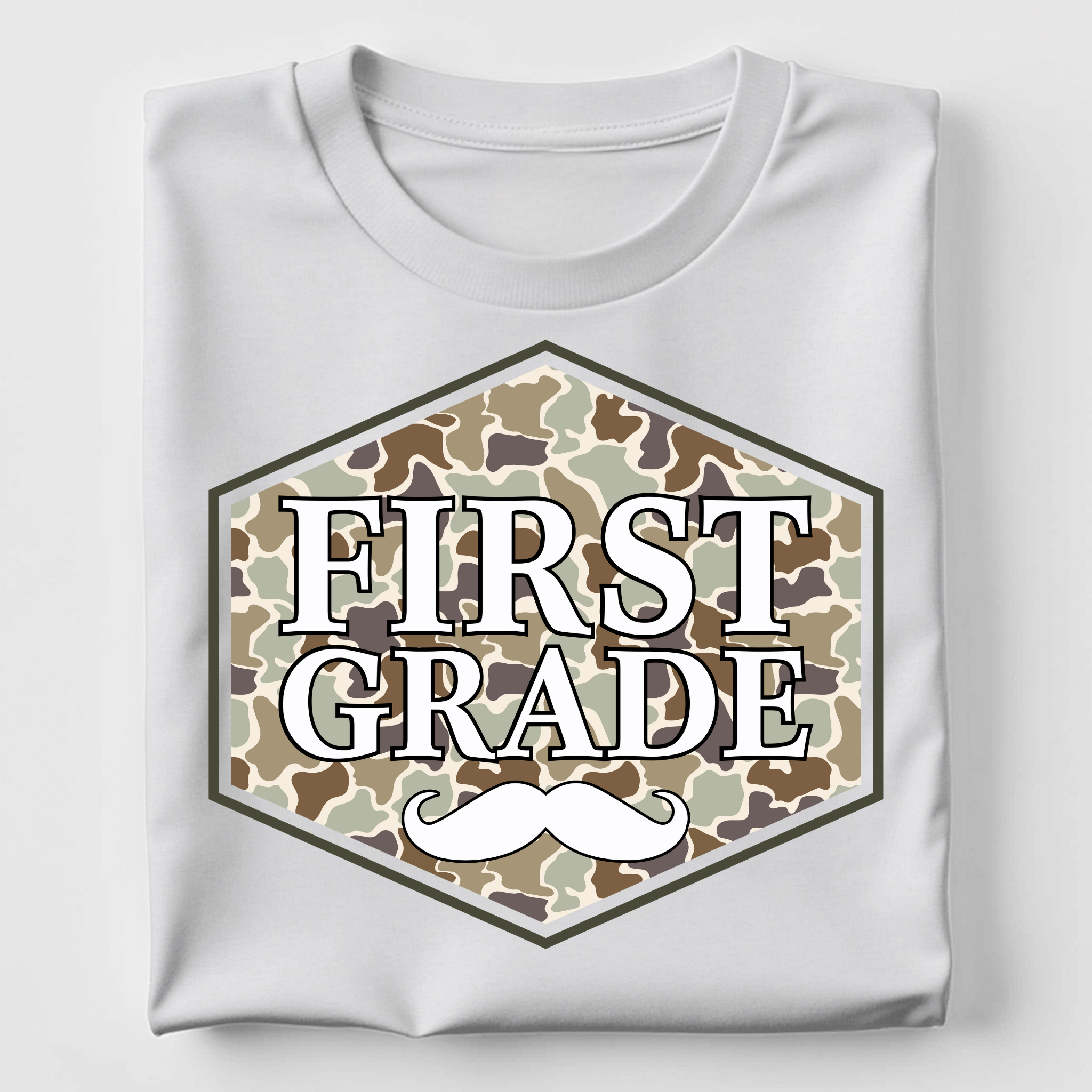 First Grade - Camo Mustache
