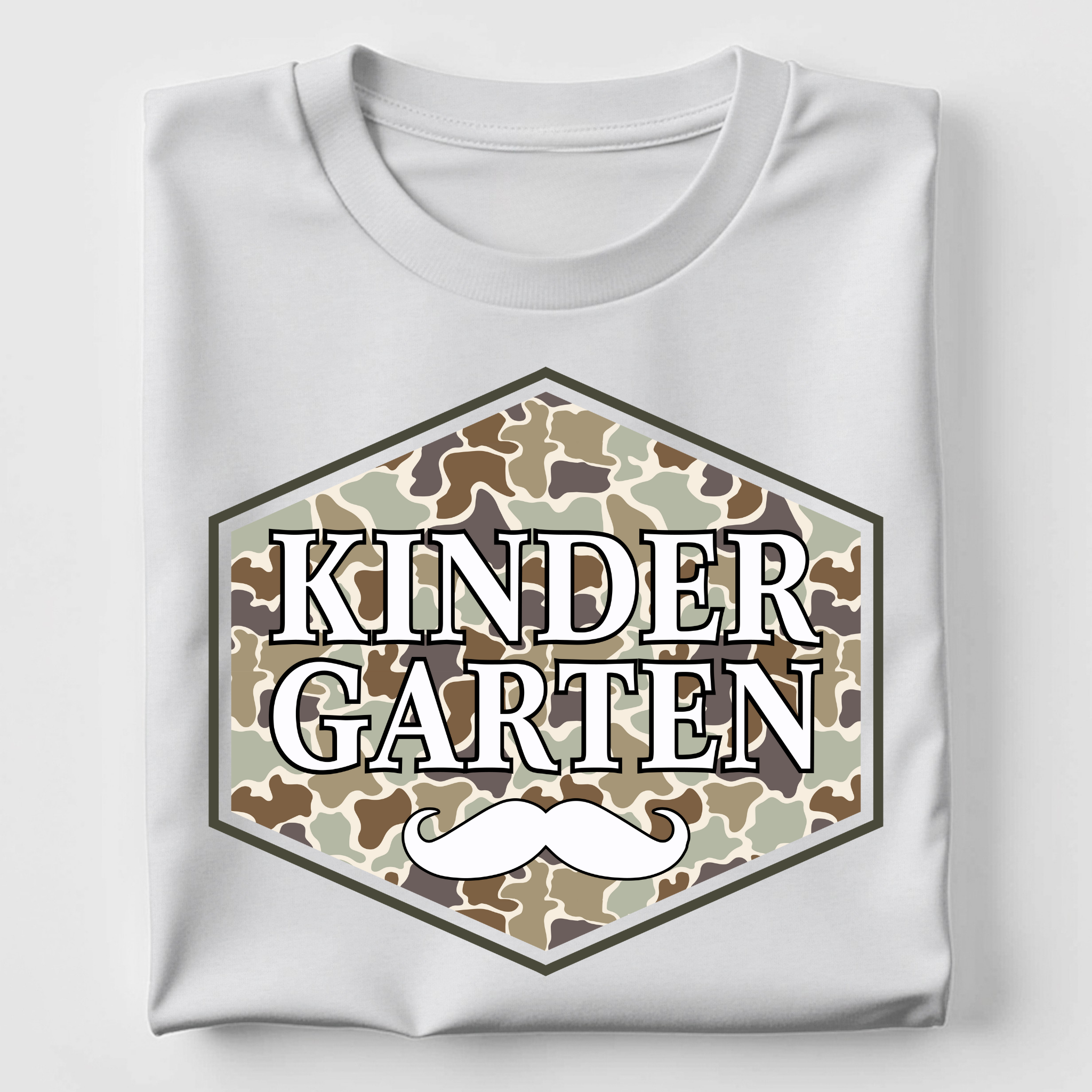 Kindergarten - Camo Mustache