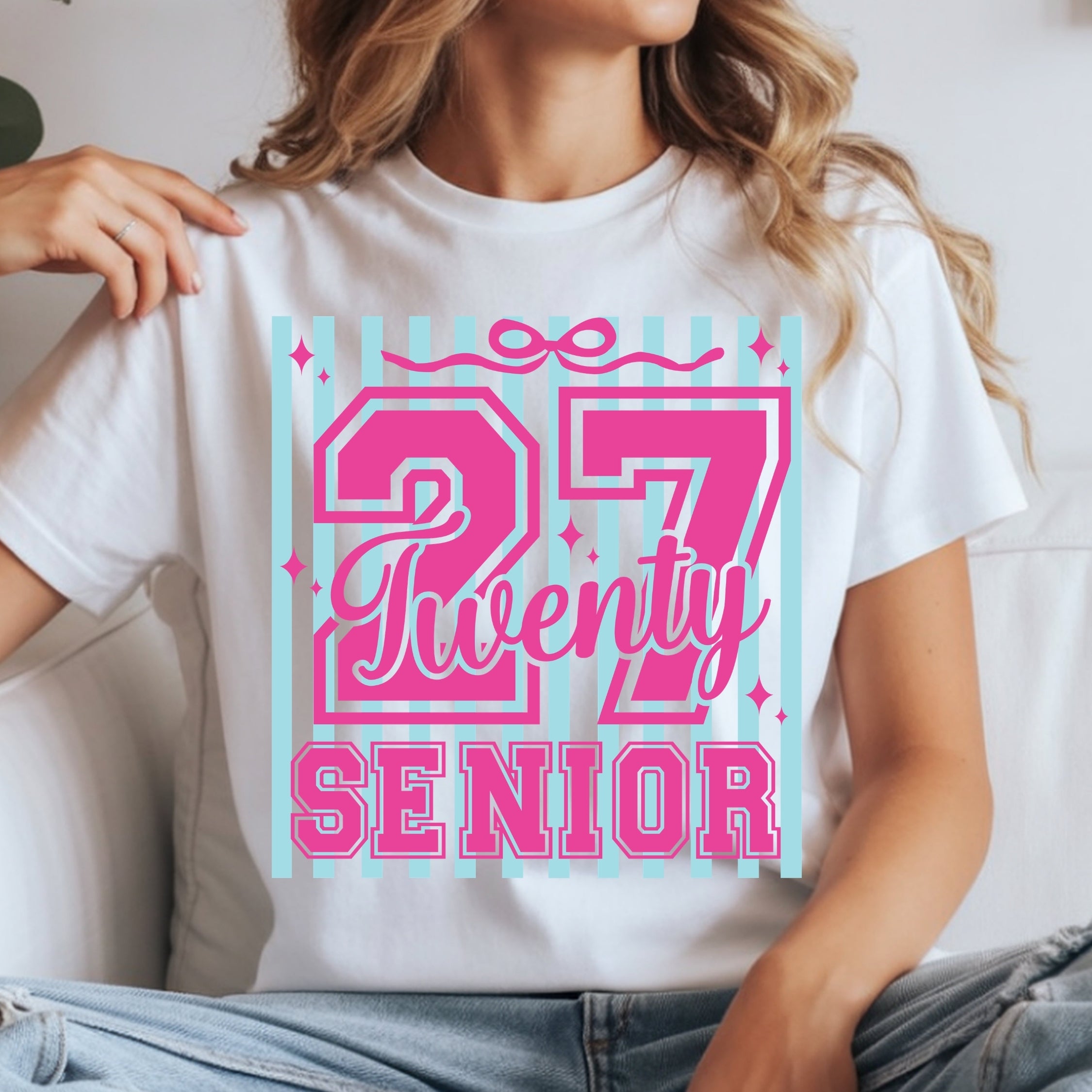 Senior 2027 - Hot Pink w/ Preppy Stripes